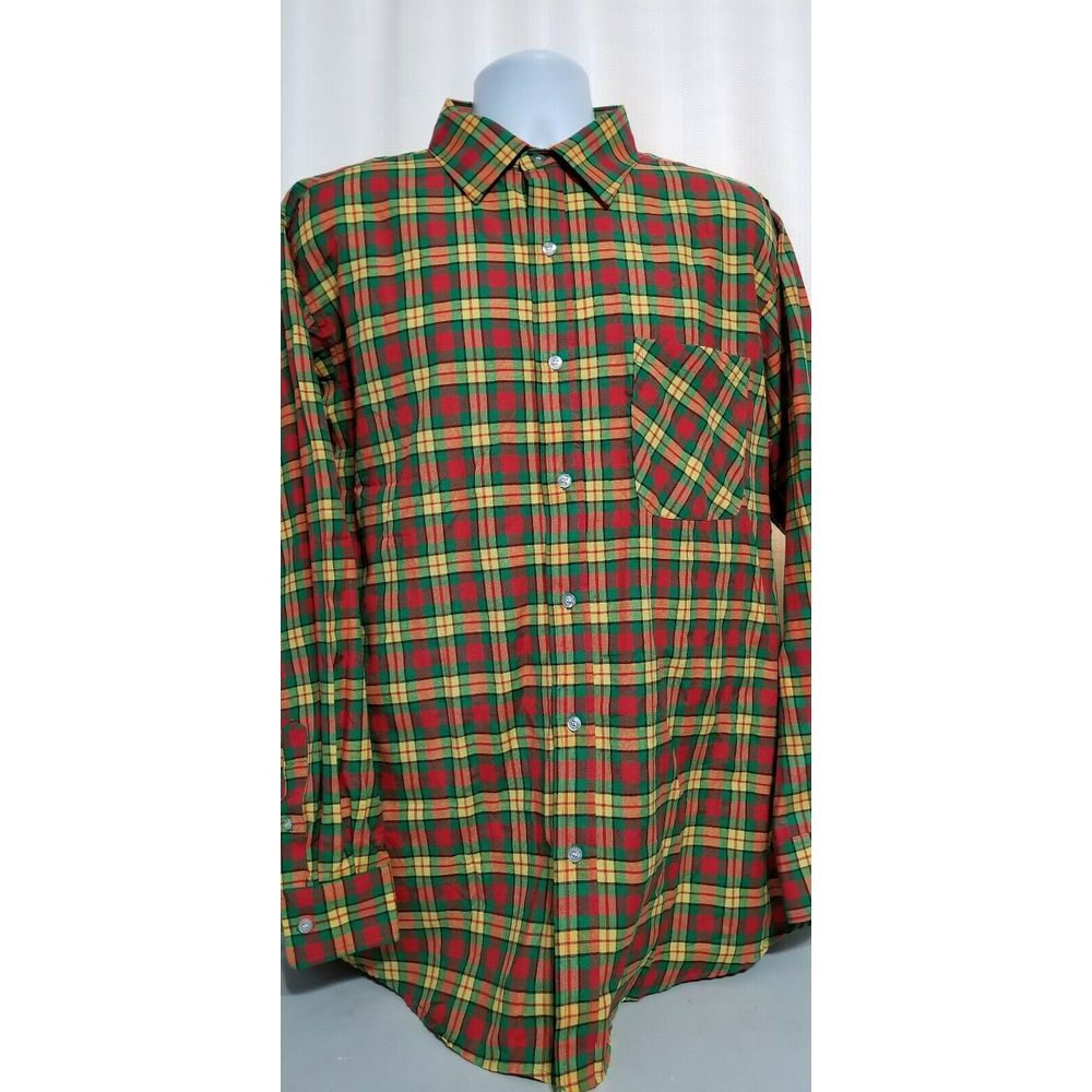 Mott & Grand Men’s Long Sleeve Button Down Red Plaid Shirt Size 2XL Red Green